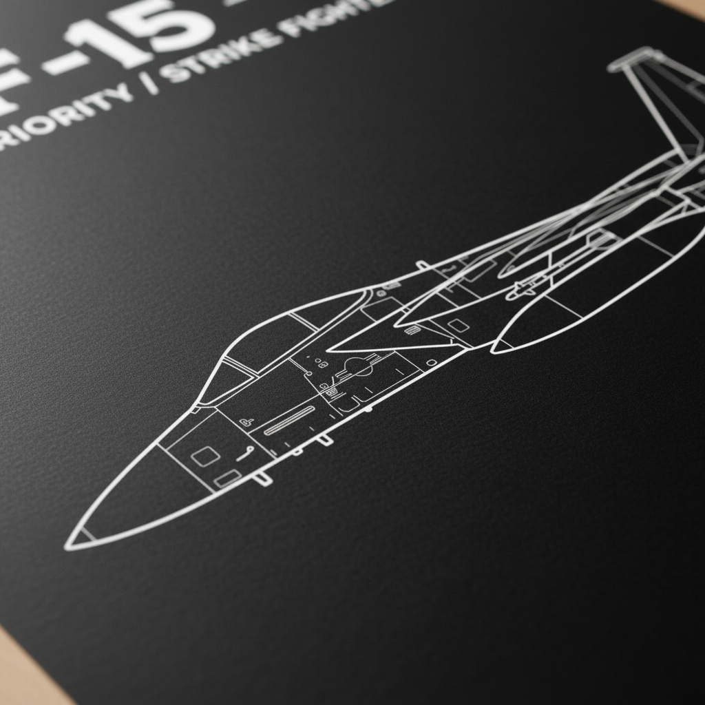 Legendary F-15 Side-Profile Blueprint Poster | USA Specs