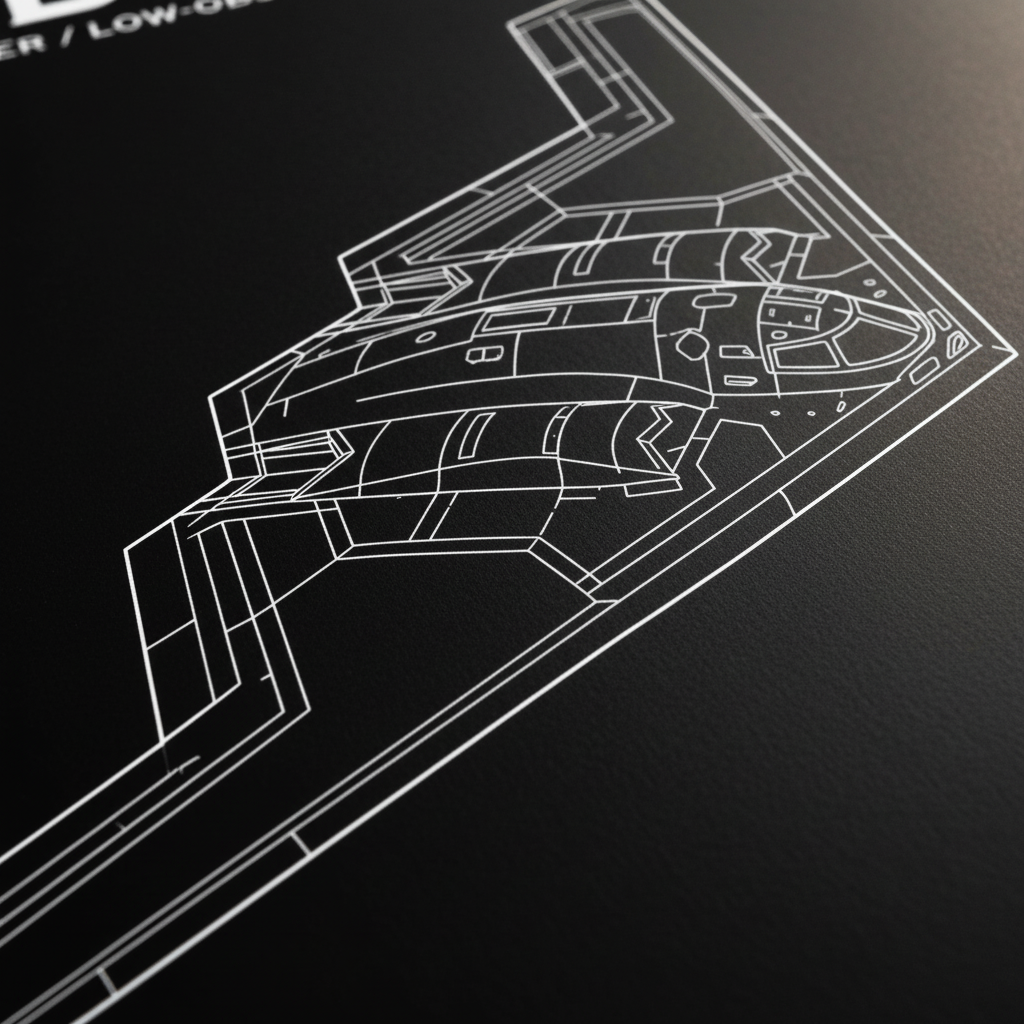 Jaw-dropping B-2 stealth bomber top-down blueprint poster