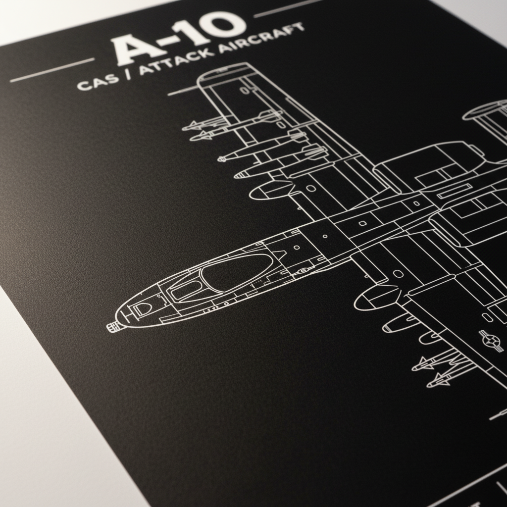 Iconic A-10 Top-Down Blueprint Schematic | Aviation Poster