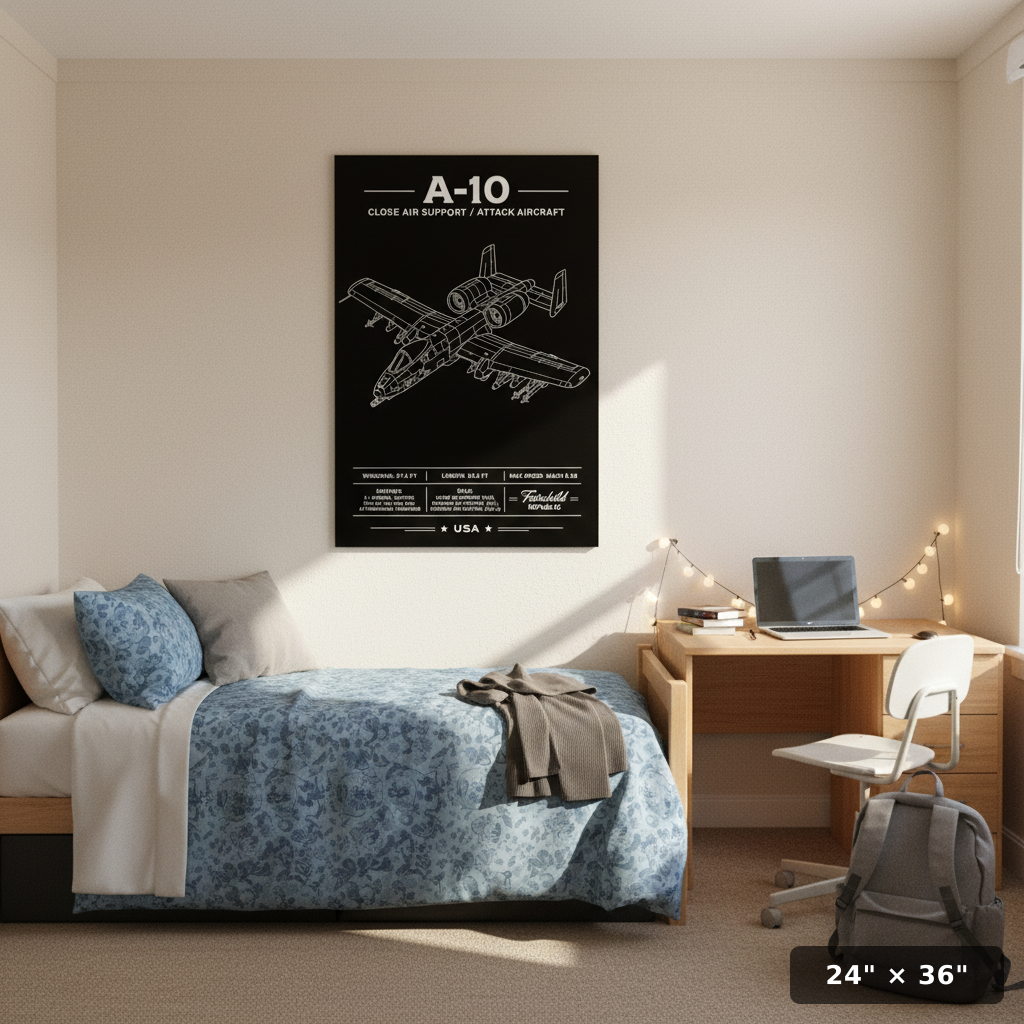 Iconic A-10 Three-Quarter Line Blueprint Poster Print