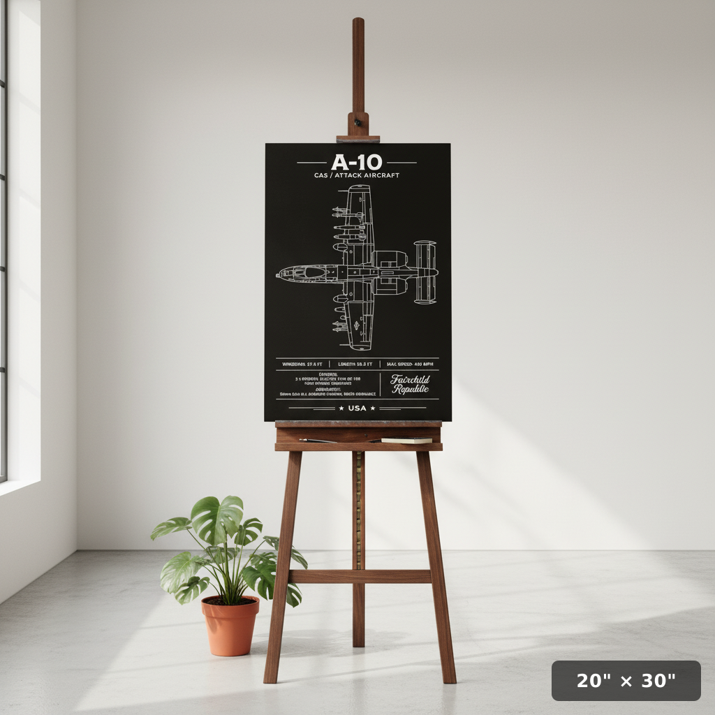Iconic A-10 Top-Down Blueprint Schematic | Aviation Poster