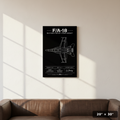 Stunning F/A-18 aviation art print with crisp blueprint linework and bold specs, an epic must-have wall poster for jet lovers