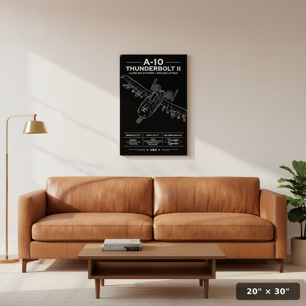 Iconic A-10 Thunderbolt II 3/4 Line-Art Poster Print