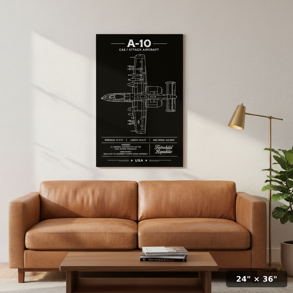 Iconic A-10 Top-Down Blueprint Schematic | Aviation Poster