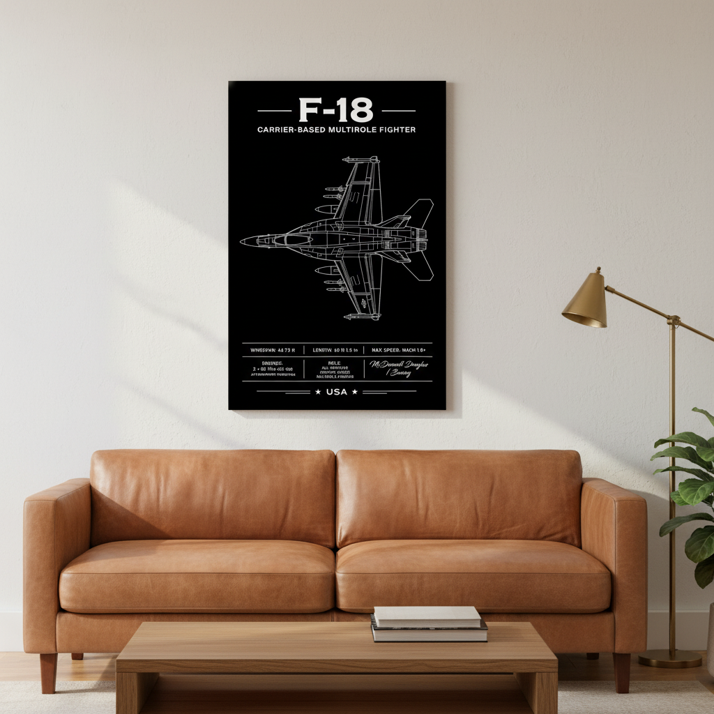 F-18 Hornet Aviation Art Print | Blueprint Poster