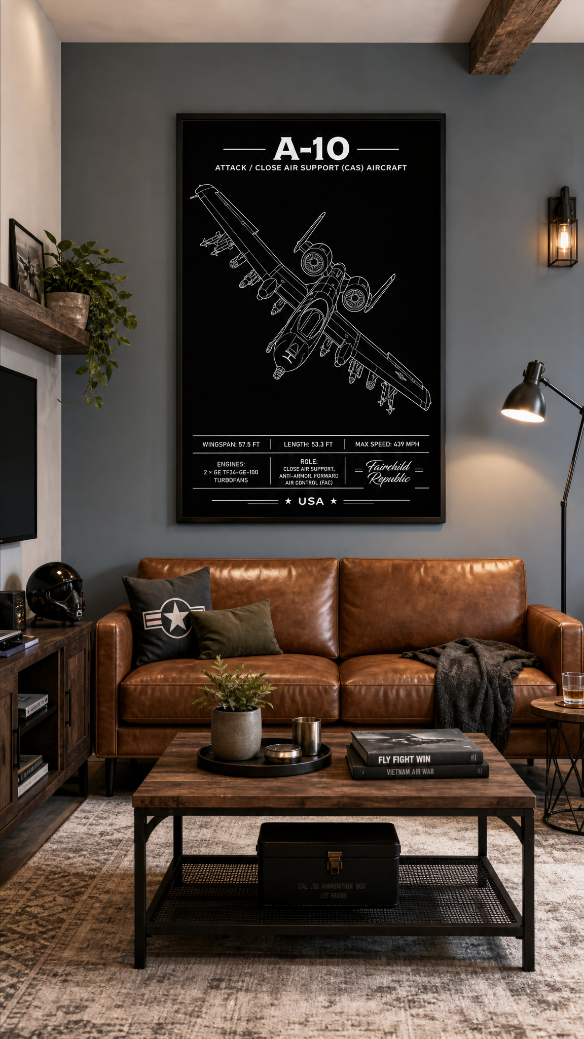 Stunning A-10 attack and close air support (CAS) line-blueprint poster